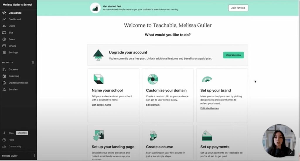 Teachable course creation dashboardle.