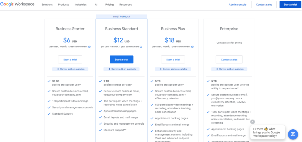 Google Workspace Pricing Plans